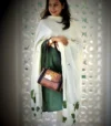 White rose satin dupatta